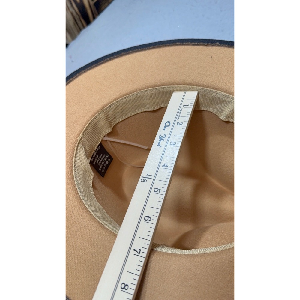 Unisex Tan Black Ombre Wide Brim Fedora Hat Gradient Western Rancher Hat - Picture 8 of 10